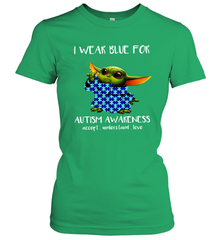 Baby Yoda I Wear Blue For Autism Awareness Women's T-Shirt - kambletee