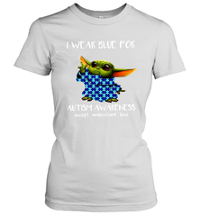 Baby Yoda I Wear Blue For Autism Awareness Women's T-Shirt - kambletee
