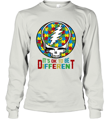 Skull Autism Its Ok To Be Different Long Sleeve T-Shirt - kambletee