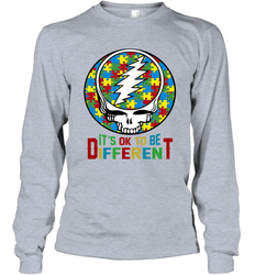 Skull Autism Its Ok To Be Different Long Sleeve T-Shirt - kambletee