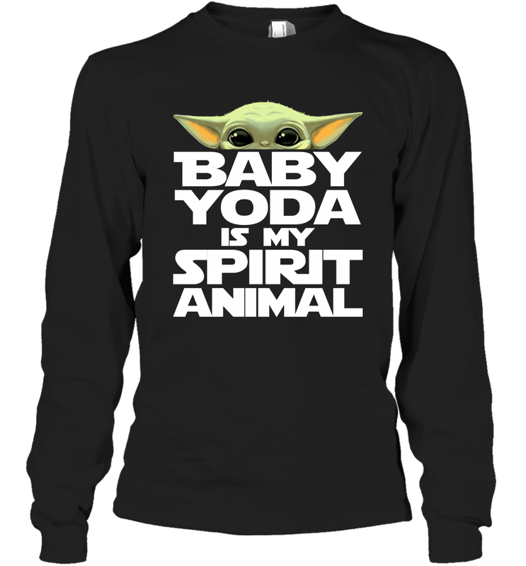 Baby Yoda Is My Spirit Animal Long Sleeve T-Shirt - kambletee