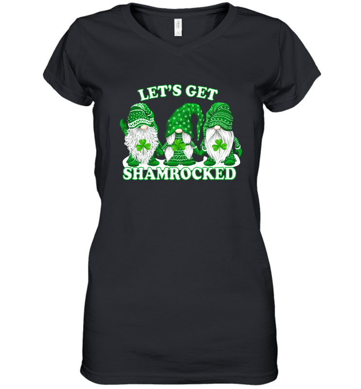 Gnomes let's get shamrocked St. Patrick's day Women's V-Neck - kambletee