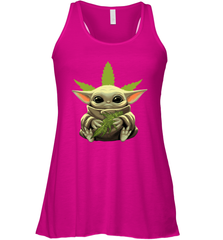 Baby Yoda hug weed Racerback Tank - kambletee