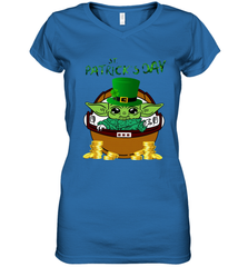 Baby Yoda The Mandalorian Happy St Patrick's Day Women's V-Neck - kambletee