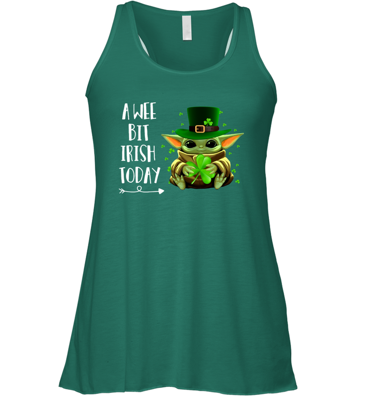Baby Yoda hug St Patricks Day a wee bit Irish today Racerback Tank - kambletee