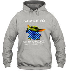 Baby Yoda I Wear Blue For Autism Awareness Hoodie - kambletee