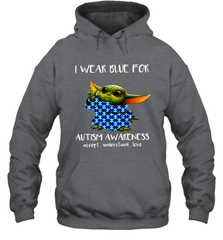 Baby Yoda I Wear Blue For Autism Awareness Hoodie - kambletee