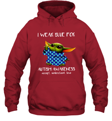 Baby Yoda I Wear Blue For Autism Awareness Hoodie - kambletee