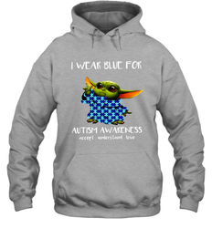 Baby Yoda I Wear Blue For Autism Awareness Hoodie - kambletee