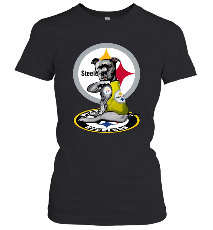 Pitbull Rottweiler I Love Pittsburgh Steelers Women's T-Shirt - kambletee