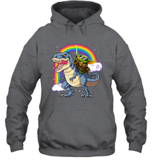 Star Wars Baby Yoda riding Dinosaur rainbow Hoodie - kambletee