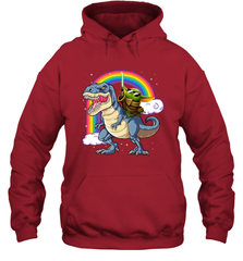 Star Wars Baby Yoda riding Dinosaur rainbow Hoodie - kambletee