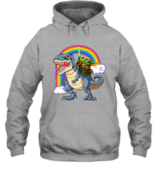 Star Wars Baby Yoda riding Dinosaur rainbow Hoodie - kambletee