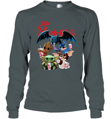 Chick Fil A Mashup Baby Yoda Baby Groot Toothless Stitch Gizmo Long Sleeve T-Shirt - kambletee