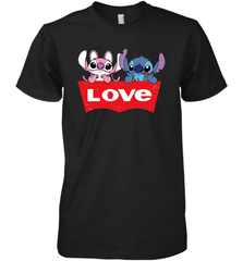 Stitch and Angel love Levi's logo Premium Men's T-Shirt - kambletee