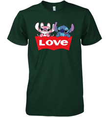 Stitch and Angel love Levi's logo Premium Men's T-Shirt - kambletee