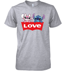 Stitch and Angel love Levi's logo Premium Men's T-Shirt - kambletee