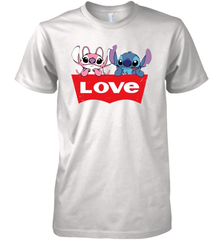 Stitch and Angel love Levi's logo Premium Men's T-Shirt - kambletee