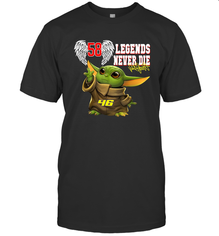 Baby Yoda Valentino Rossi Legends Never Die Men's T-Shirt - kambletee