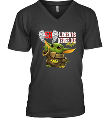 Baby Yoda Valentino Rossi Legends Never Die Men's V-Neck - kambletee