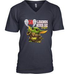 Baby Yoda Valentino Rossi Legends Never Die Men's V-Neck - kambletee