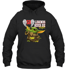 Baby Yoda Valentino Rossi Legends Never Die Hoodie - kambletee