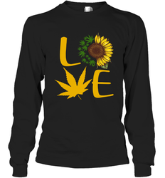 Love Sunflower and Weed Cannabis Long Sleeve T-Shirt - kambletee