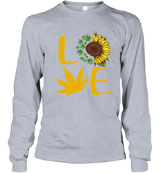 Love Sunflower and Weed Cannabis Long Sleeve T-Shirt - kambletee
