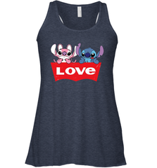 Stitch and Angel love Levi's logo Racerback Tank - kambletee