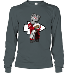 Baby Groot Kansas City Chiefs Hug Super Bowl Champions Long Sleeve T-Shirt - kambletee