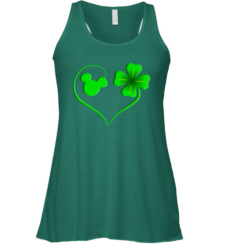Mickey mouse and four leaf clover St Patricks Day Racerback Tank - kambletee