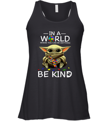 Baby Yoda Autism in a world where you can be anything be kind Racerback Tank - kambletee