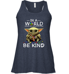 Baby Yoda Autism in a world where you can be anything be kind Racerback Tank - kambletee