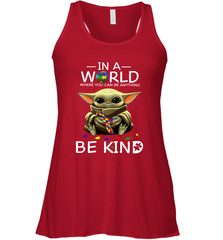 Baby Yoda Autism in a world where you can be anything be kind Racerback Tank - kambletee