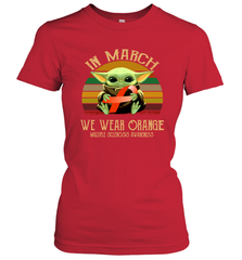 Star Wars Baby Yoda hug Multiple Sclerosis Awareness in March Women's T-Shirt - kambletee