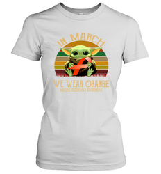 Star Wars Baby Yoda hug Multiple Sclerosis Awareness in March Women's T-Shirt - kambletee