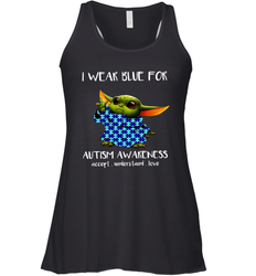 Baby Yoda I Wear Blue For Autism Awareness Racerback Tank - kambletee
