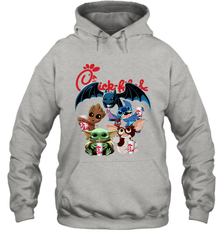 Chick Fil A Mashup Baby Yoda Baby Groot Toothless Stitch Gizmo Hoodie - kambletee