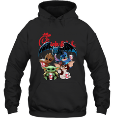 Chick Fil A Mashup Baby Yoda Baby Groot Toothless Stitch Gizmo Hoodie - kambletee
