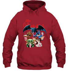 Chick Fil A Mashup Baby Yoda Baby Groot Toothless Stitch Gizmo Hoodie - kambletee