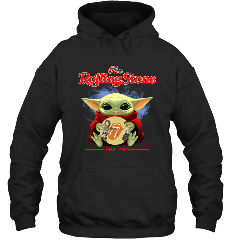 Star Wars Baby Yoda hug The Rolling Stones band 1962 2020 Hoodie - kambletee