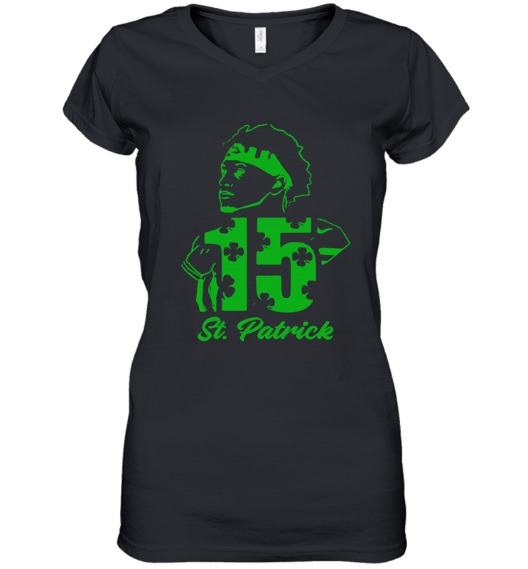 Happy St. Patrick's Day 15 Patrick Mahomes Kansas City Chiefs Women's V-Neck - kambletee