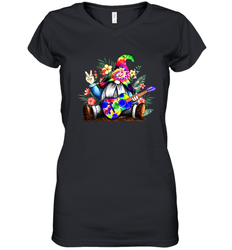 Gnome playing guitar St Patrick's Day Women's V-Neck - kambletee