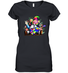 Gnome playing guitar St Patrick's Day Women's V-Neck - kambletee