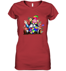 Gnome playing guitar St Patrick's Day Women's V-Neck - kambletee