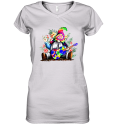 Gnome playing guitar St Patrick's Day Women's V-Neck - kambletee