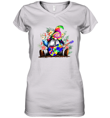 Gnome playing guitar St Patrick's Day Women's V-Neck - kambletee