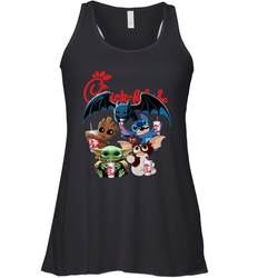 Chick Fil A Mashup Baby Yoda Baby Groot Toothless Stitch Gizmo Racerback Tank - kambletee