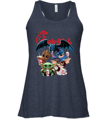 Chick Fil A Mashup Baby Yoda Baby Groot Toothless Stitch Gizmo Racerback Tank - kambletee