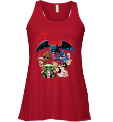 Chick Fil A Mashup Baby Yoda Baby Groot Toothless Stitch Gizmo Racerback Tank - kambletee